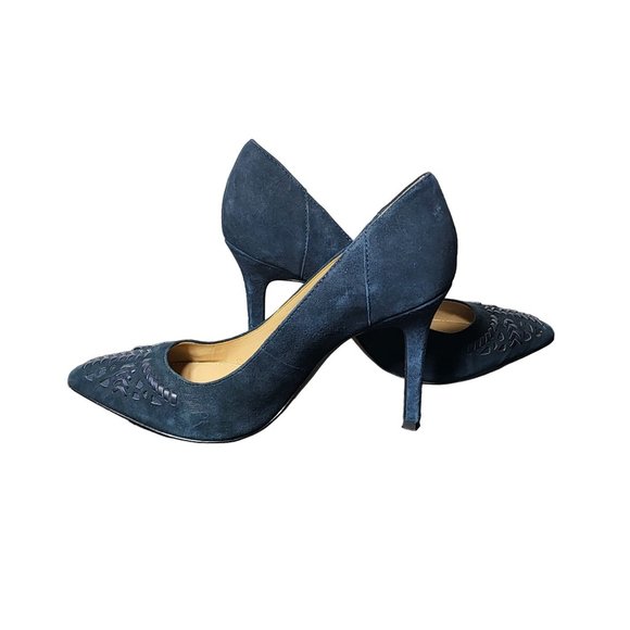 G.I.L.I. Women's Jill-Whip Stitch Accent Navy Pump Heels Size 7 Career Formal - Picture 1 of 11